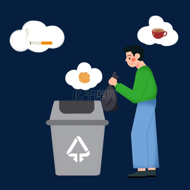 垃圾分类不可回收垃圾素材