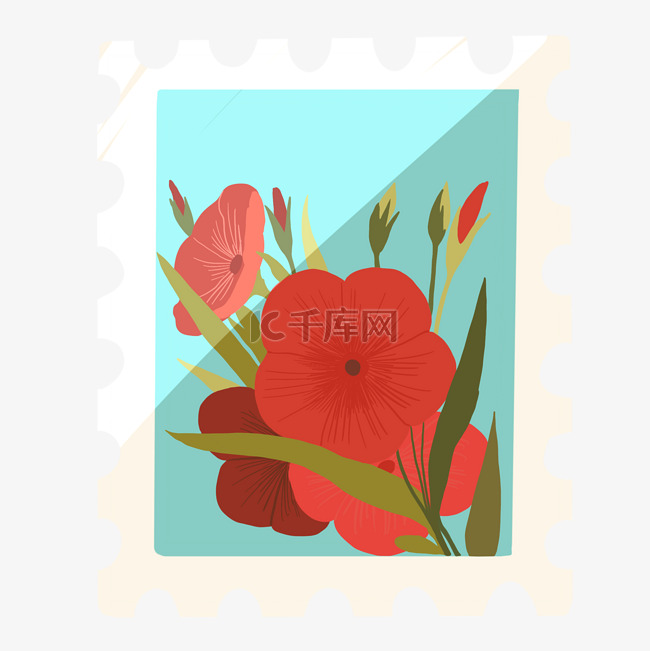 植物花朵贴标邮票