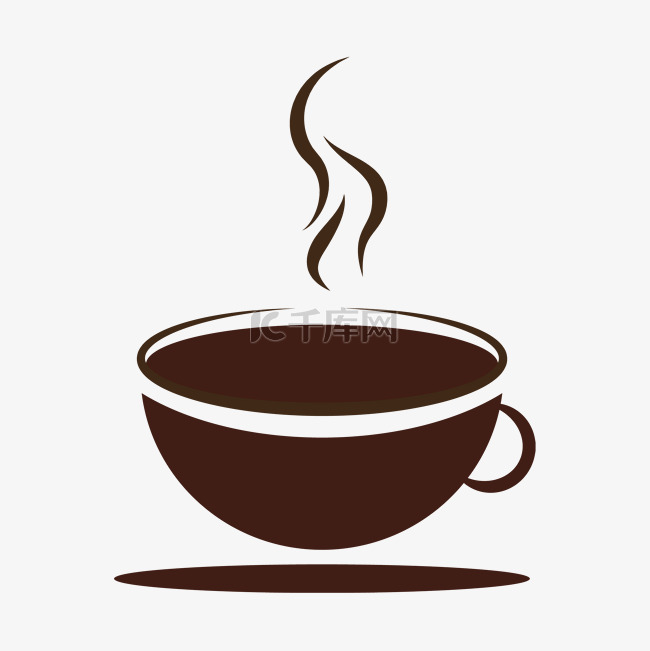 热咖啡杯上的圆形板从侧面图标