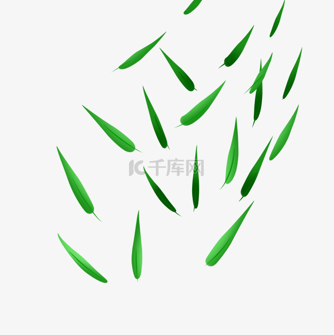 绿色创意清明节漂浮柳叶