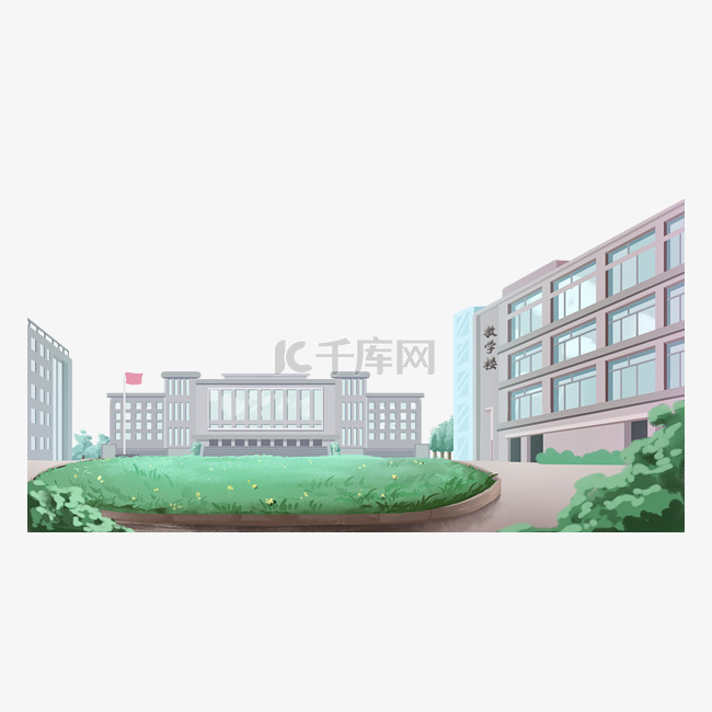 开学季绿色日系学校教学楼校园