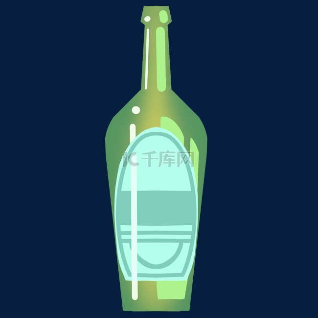 绿色装饰酒瓶插图
