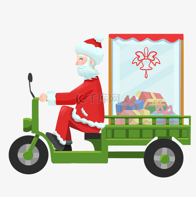 圣诞老人骑车送礼物