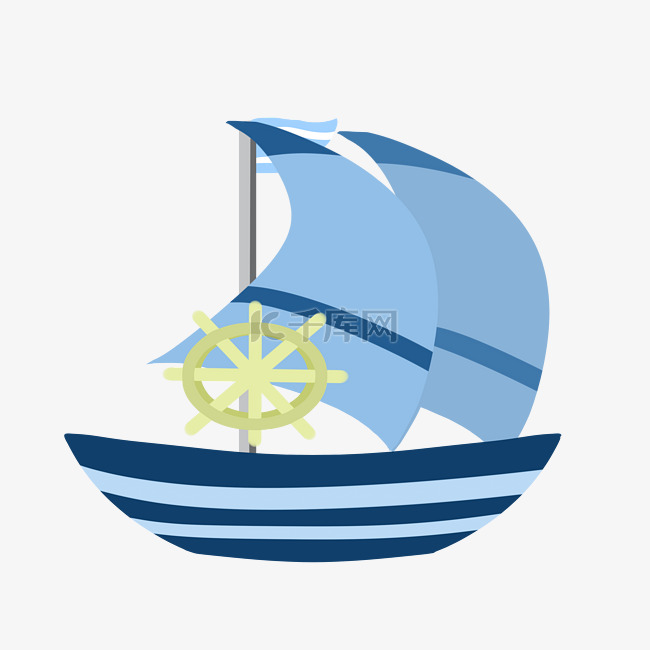 蓝色图案帆船插图