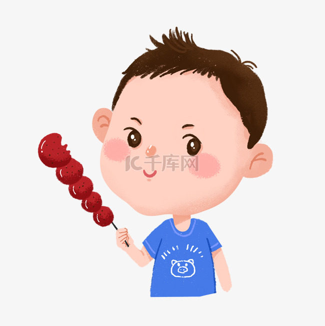 儿童节吃糖葫芦的小男孩PNG免