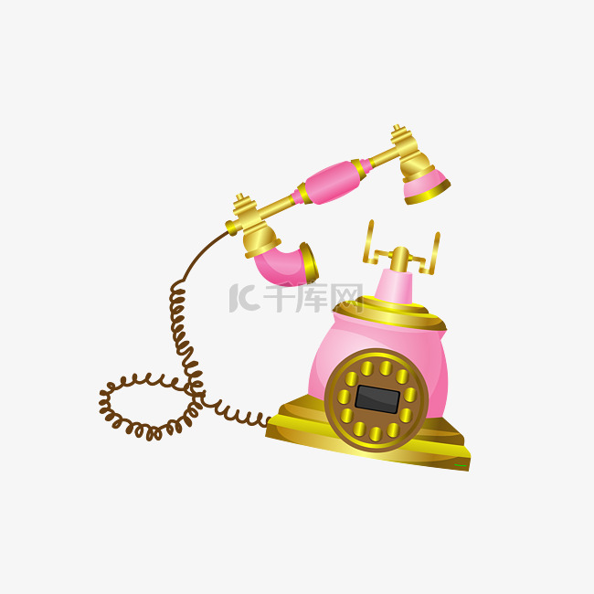 复古粉色通讯电话