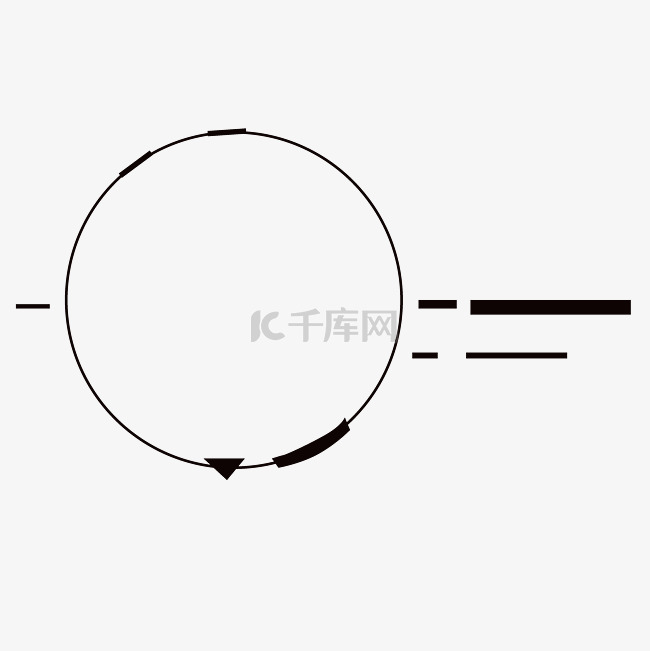 圆形黑色简笔轮廓直线