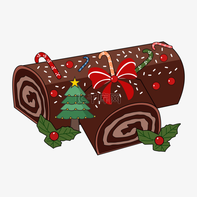 圣诞装饰树干蛋糕yule log cake