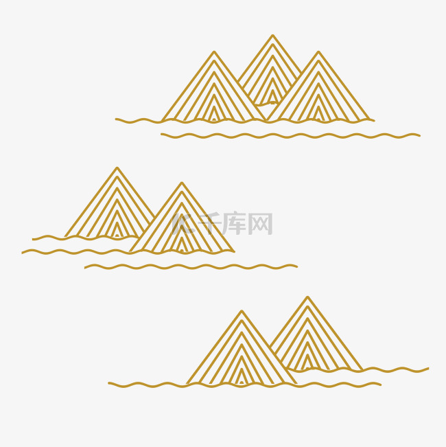 金色线条山水