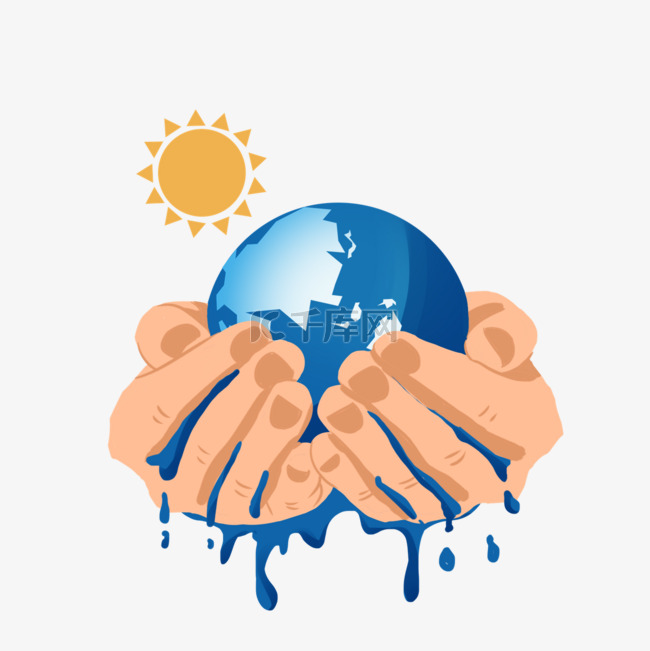 双手捧地球全球变暖