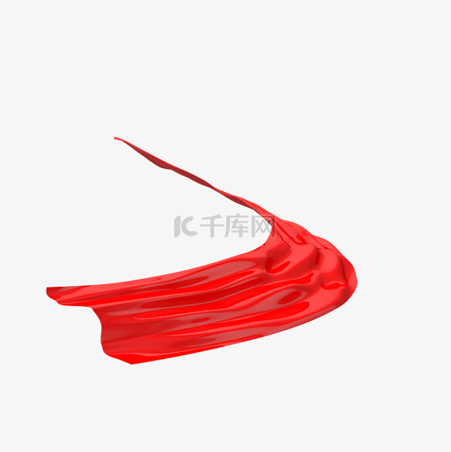 C4D立体中国红色绸缎装饰