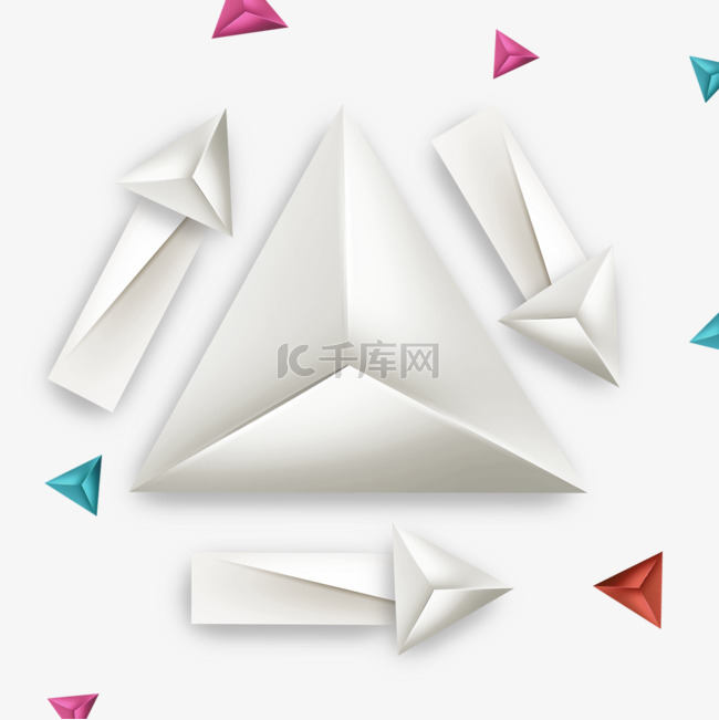 手绘白色抽象三角形折纸