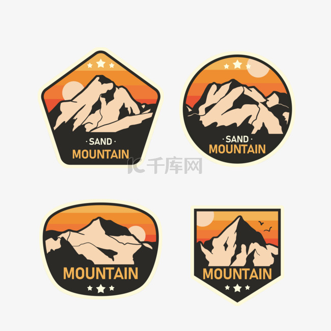 简易登山运动落日贴纸logo