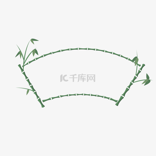 中国风竹子扇形简约边框