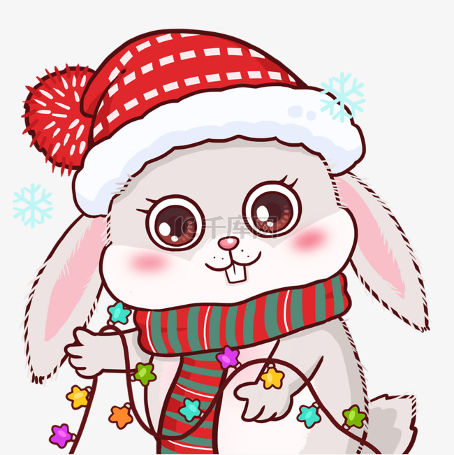 戴帽子小兔子圣诞动物