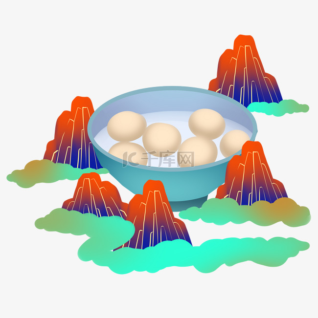 国潮风元宵节汤圆元宵