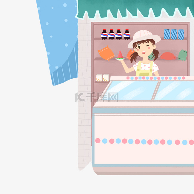 卡通卖冰淇淋的女孩下载