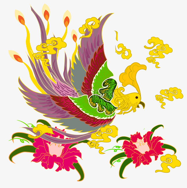 中国古典牡丹凤凰不死鸟装饰