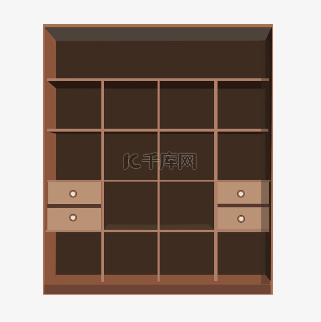 棕色衣柜储物柜书柜