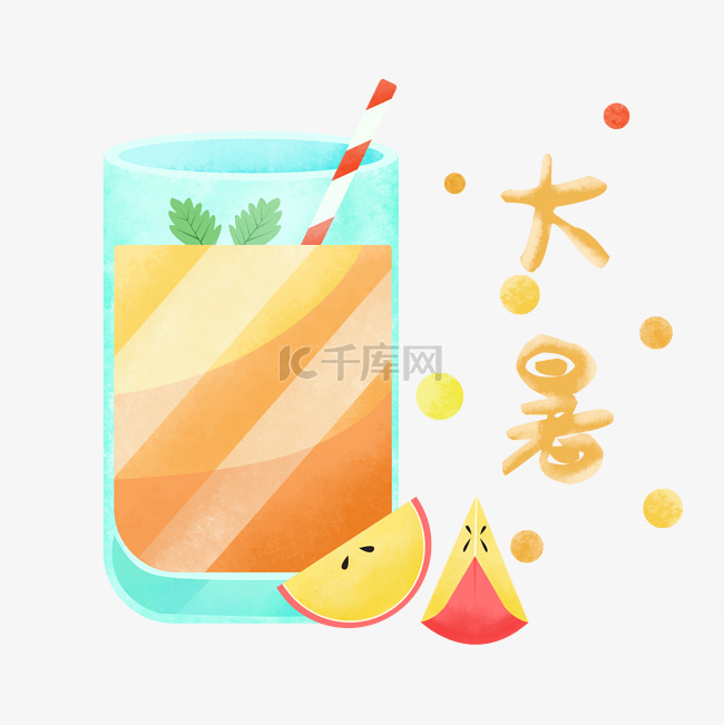 夏日装饰冷饮橙汁