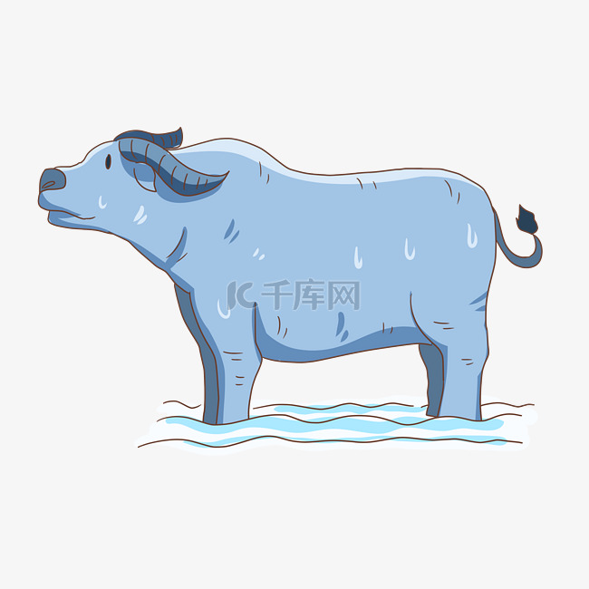 蓝色犀牛动物插图