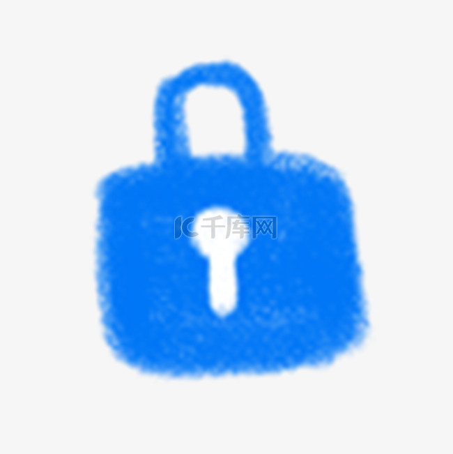 蓝色钥匙锁ui插画图标