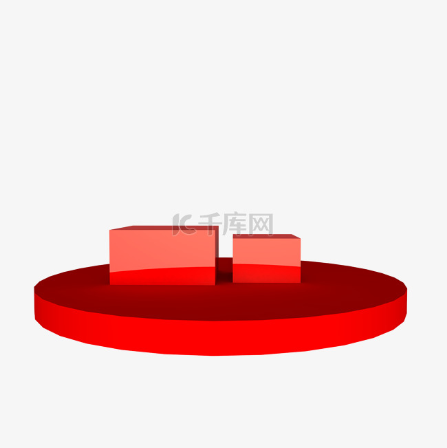 中国红圆形展台C4D电商装饰