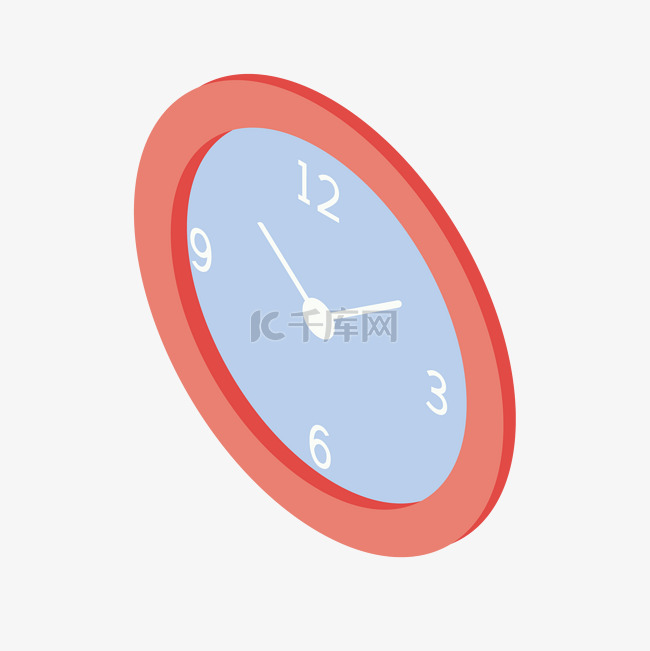 红色圆形立体时钟
