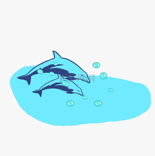 夏日海豚插画