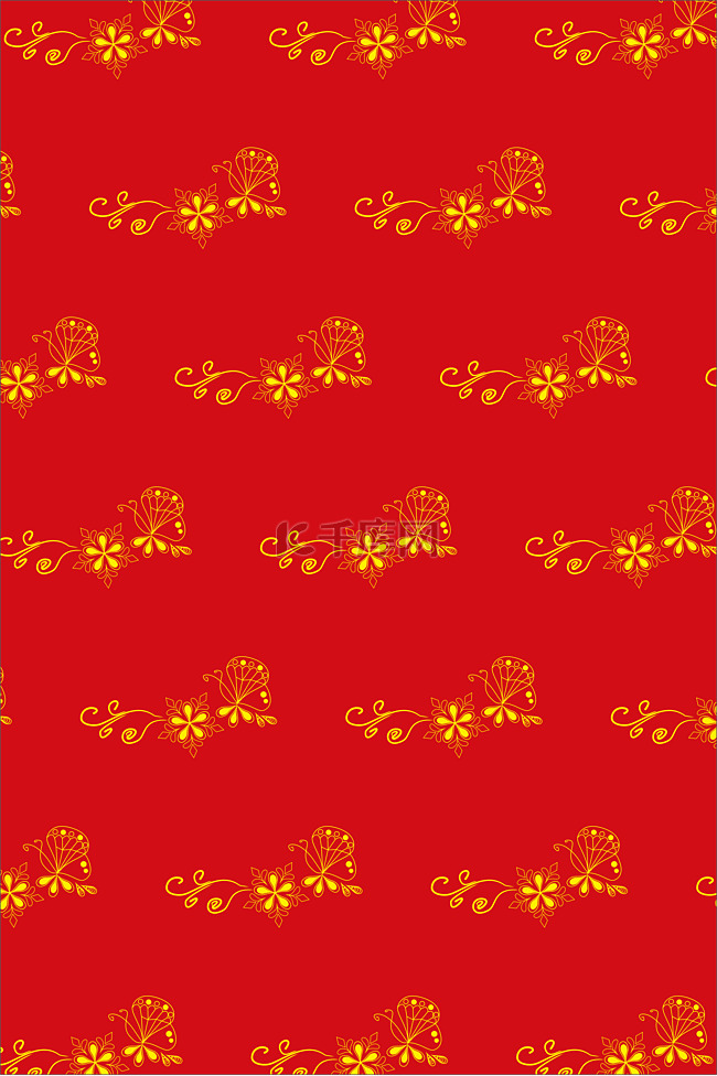 红色喜庆中式金黄色花纹底纹