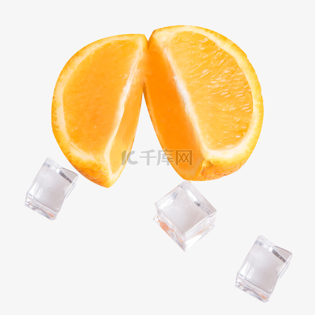 黄色橙子水果复古圆盘冰块儿
