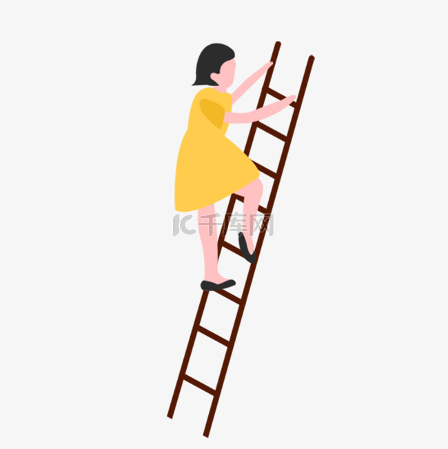 爬木梯的女人