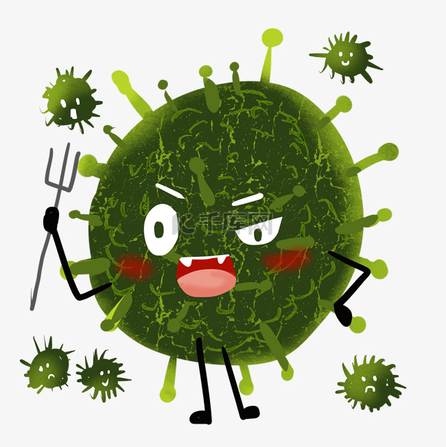 卡通绿色细菌小怪物免抠png