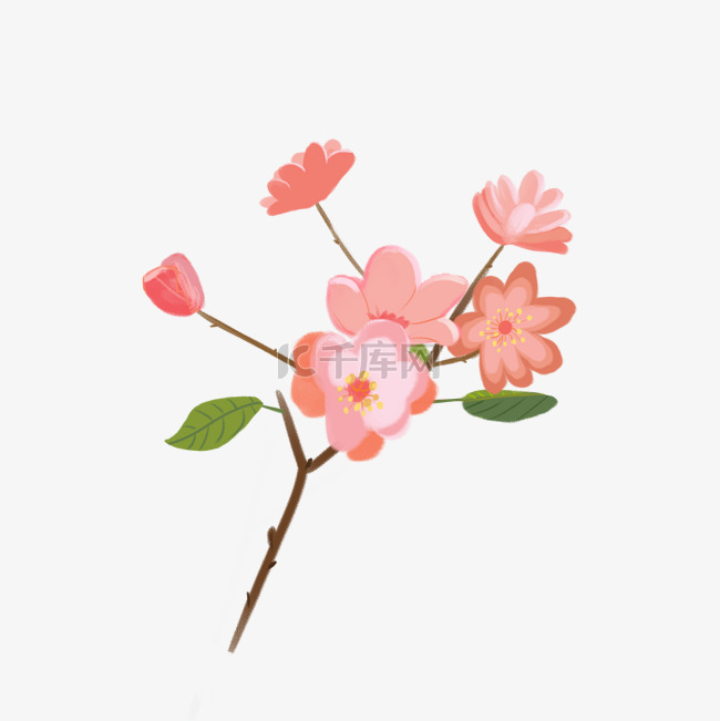 春季浪漫的一束樱花插画