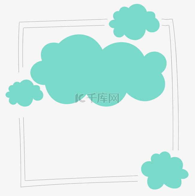 装饰线框相框线条云朵绿色电商6