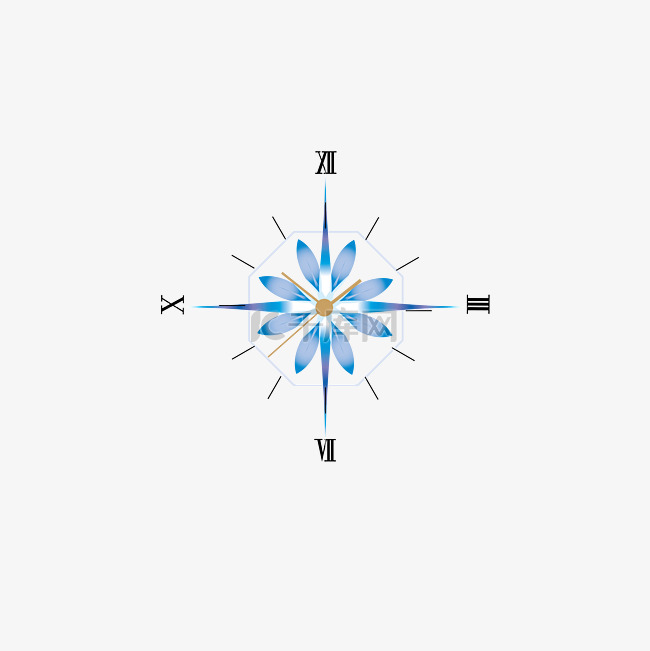  蓝色花朵钟表