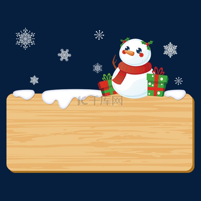 可爱圣诞雪人木牌边框