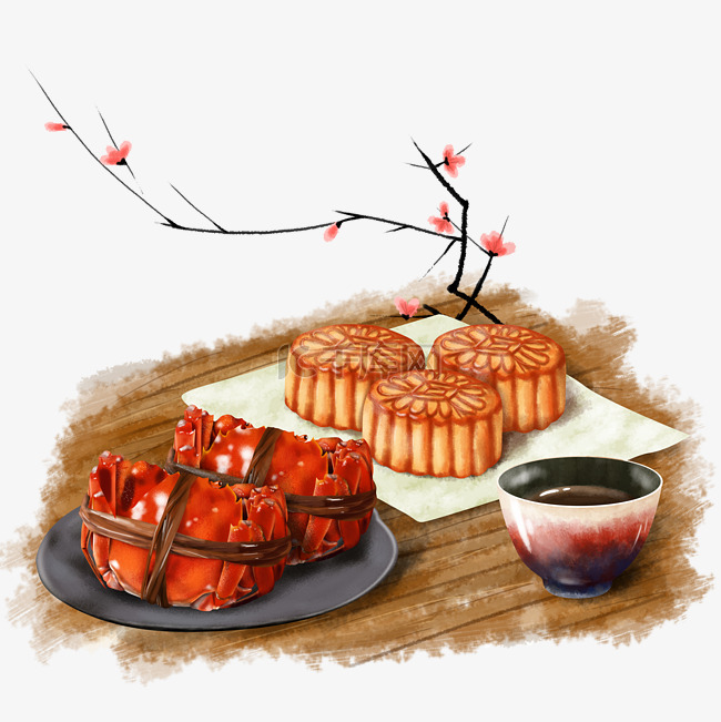 中秋节古风美食装饰