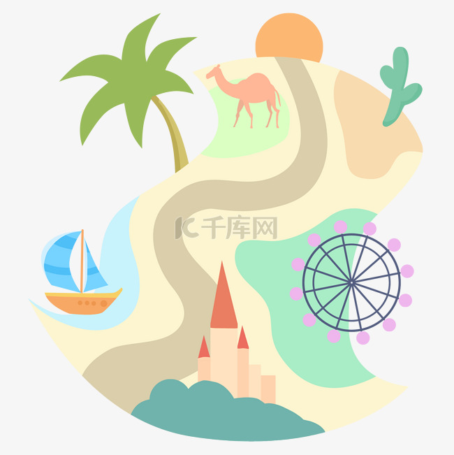 旅行路线地图素材图片免费下载-千库网
