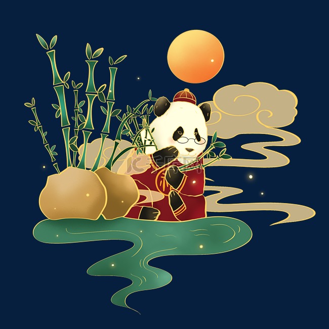 国潮竹子熊猫