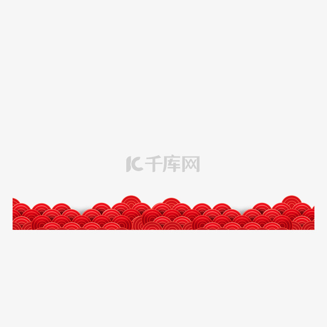 红色中国风海浪波浪底纹装饰