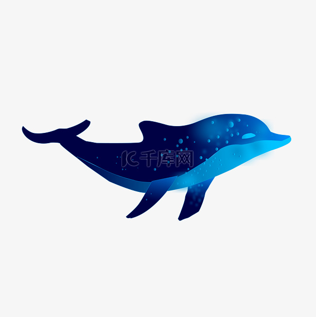 矢量免抠蓝色海豚