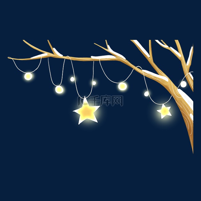 圣诞节平安夜树枝装饰五角星