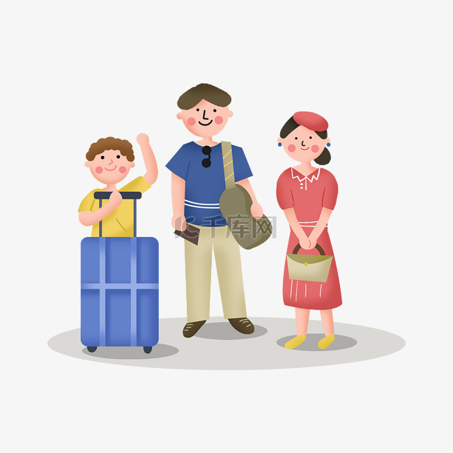 一家人暑期节日旅行度假旅游行李