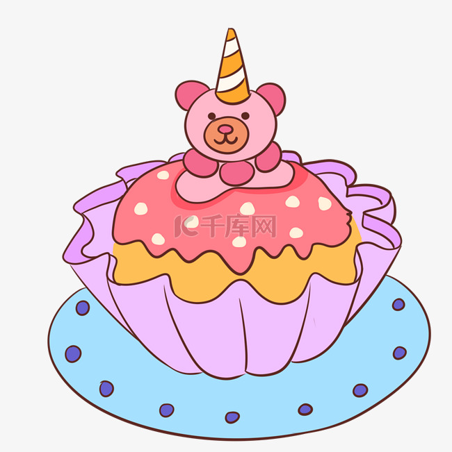 粉色小熊蛋糕插画