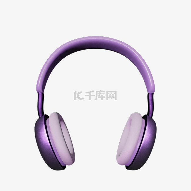 紫色金属创意3d耳机