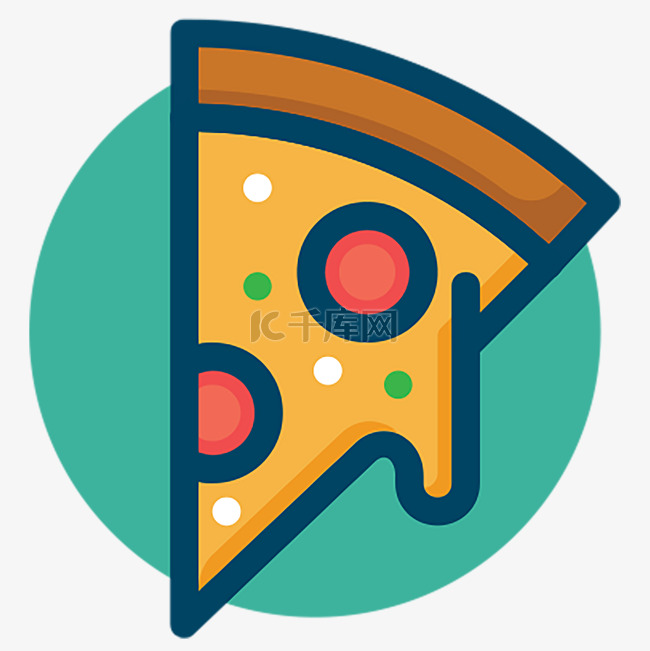 可爱风格食物矢量图标icon披萨角