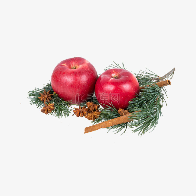 圣诞节苹果和松枝