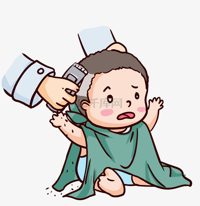 婴幼儿剃头服务漫画