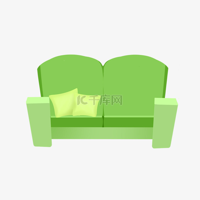 绿色双人沙发插画